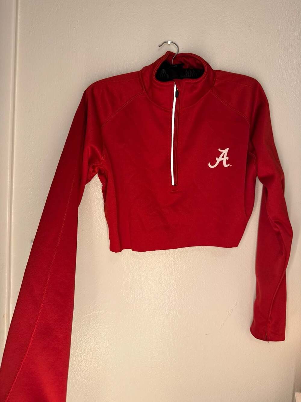 Knights Apparel Alabama Crimson Tide Women's Raw Hem Cropped 1/4 Zip Pullover